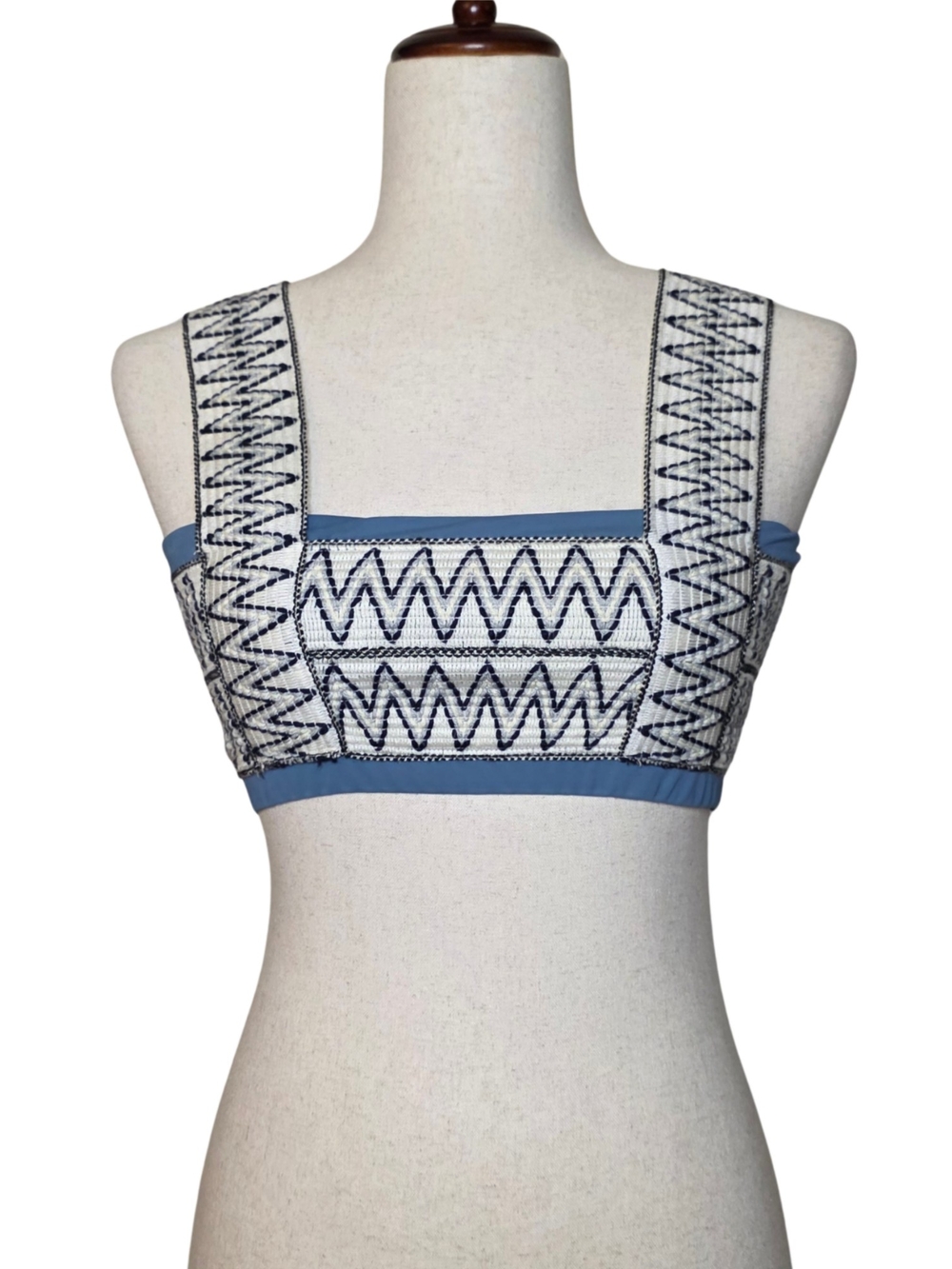 Elysiian White & Black Geometric Swimsuit Top